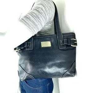 Michael Kors Black Textured Leather Medium Shoulder Bag Satchel Belted B0811